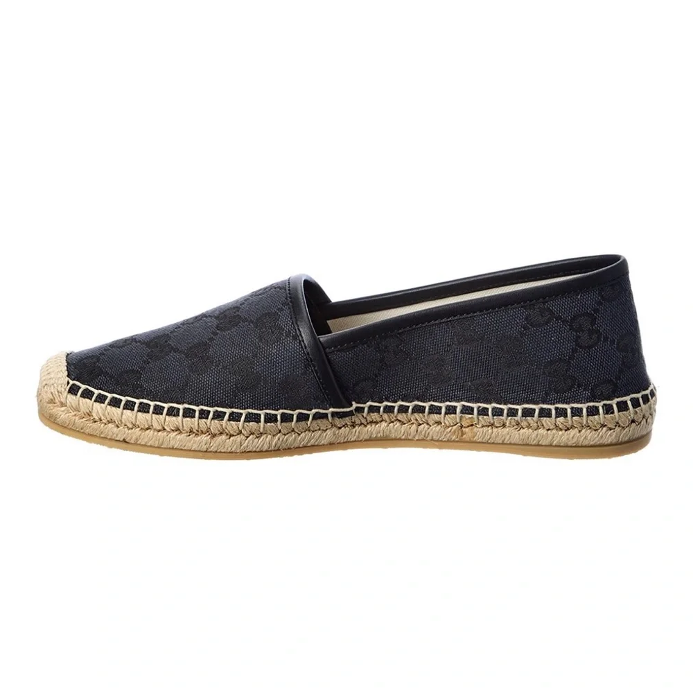 Gucci GG Canvas & Leather Espadrille size 35